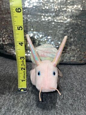 Ty Pastel Pink Iridescent-Horn Garden Snail Plush